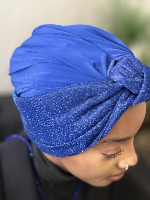 Turban Samira bleu roi – Image 2