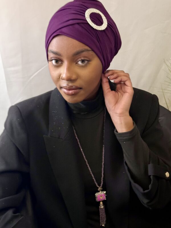 Turban Eve prune boucle argent