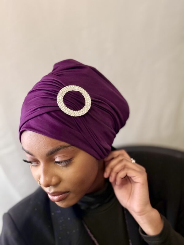 Turban Eve prune boucle argent – Image 4