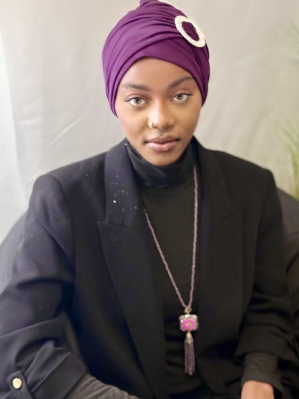 Turban Eve prune boucle argent – Image 3