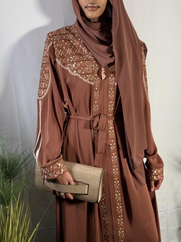Abaya kimono Diatou marron perle de cristal – Image 2