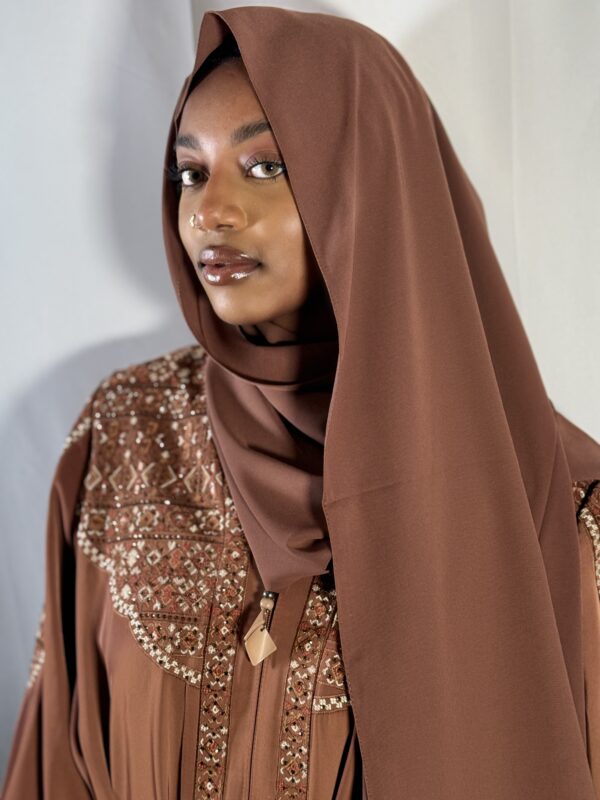 Abaya kimono Diatou marron perle de cristal – Image 3