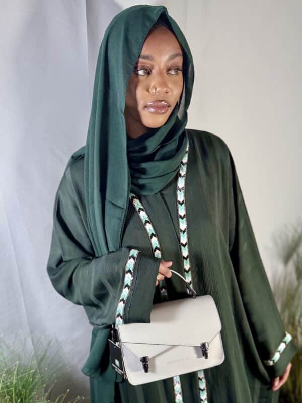 Abaya kimono Médine vert bouteille – Image 2