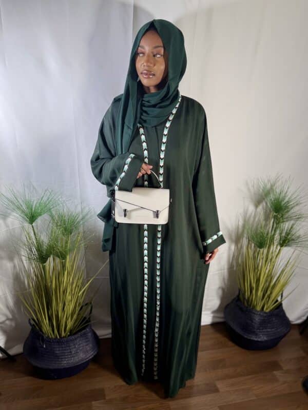 Abaya kimono Médine vert bouteille