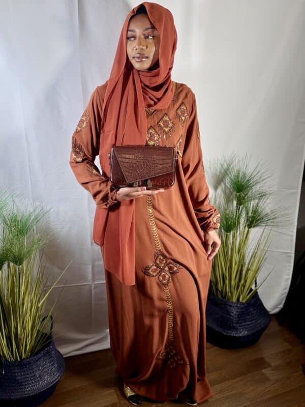 Robe coton brodée Nafissa Terraccota