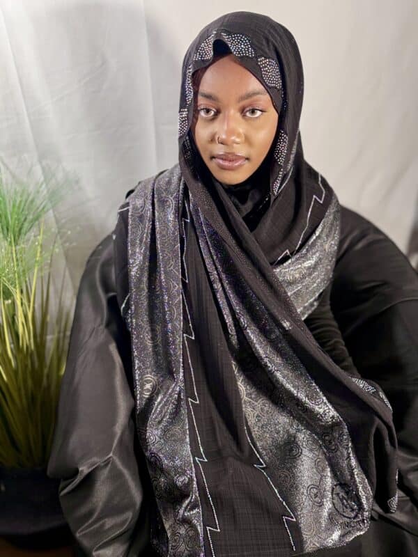Voile Nour bicolore gris métal noir – Image 2