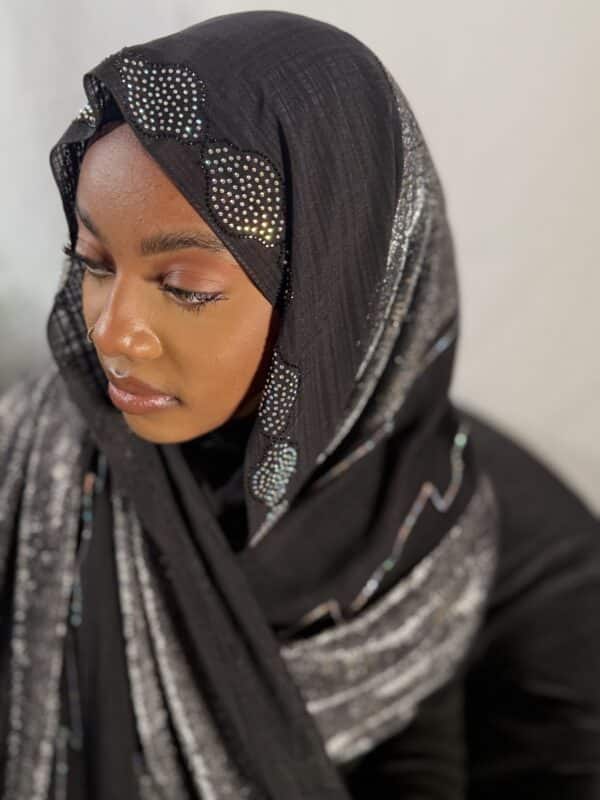 Voile Nour bicolore gris métal noir