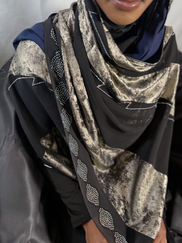 Voile Nour bicolore Noir beige or – Image 2