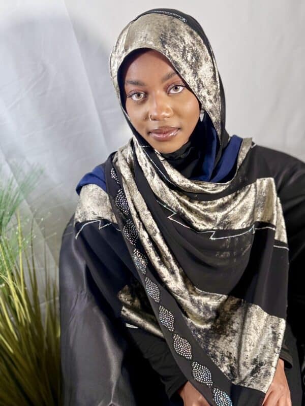 Voile Nour bicolore Noir beige or