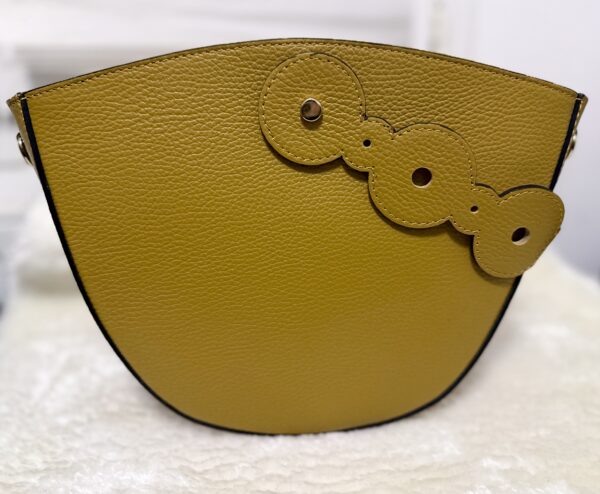 Sac Mya en cuir véritable cuir jaune moutarde – Image 2