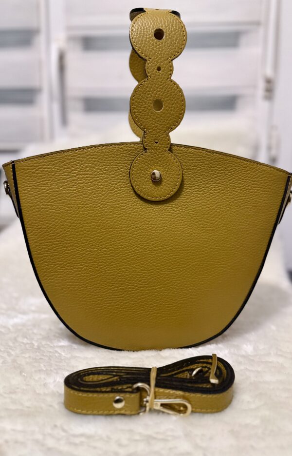 Sac Mya en cuir véritable cuir jaune moutarde