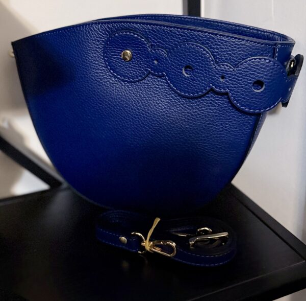 Sac bleu de nuit véritable cuir – Image 3
