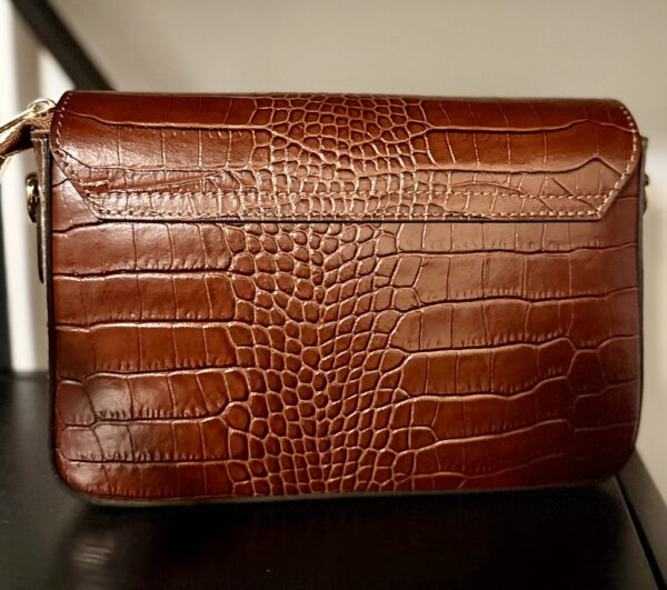 Sac Safia  véritable cuir croco marron – Image 2