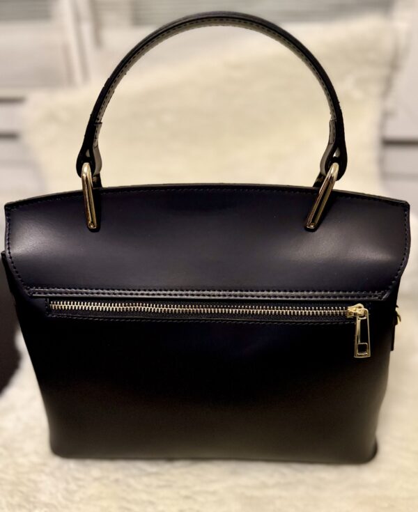 Sac bi-matière véritable cuir& daim noir – Image 3