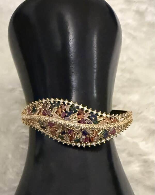 Bracelet or et pierres arc en ciel - stainless steel