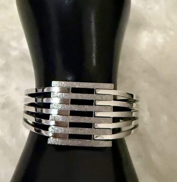 Bracelet manchette argent et strass - stainless steel