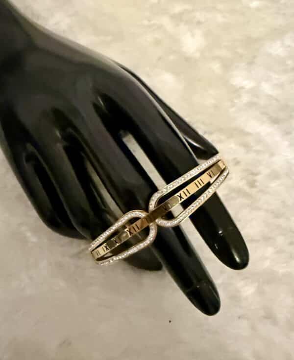 Bracelet or et cristal argent - stainless steel