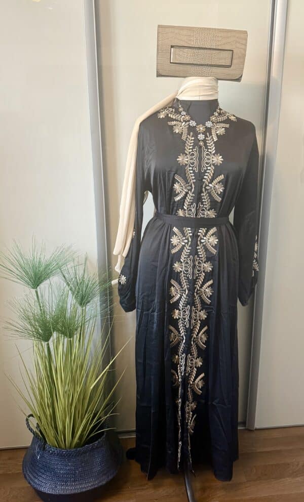 Robe Assia satinée noire champagne – Image 4