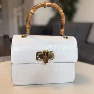 Sac blanc en cuir imprimé croco