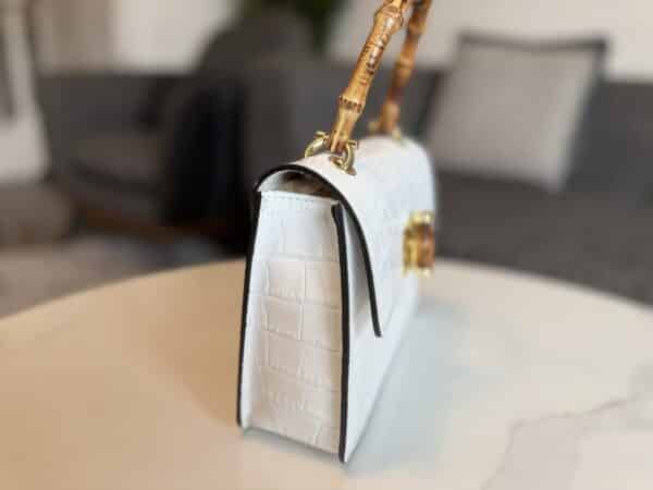 Sac blanc en cuir imprimé croco – Image 4