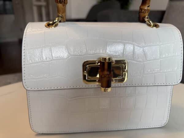 Sac blanc en cuir imprimé croco – Image 2