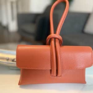 Pochette orange véritable cuir
