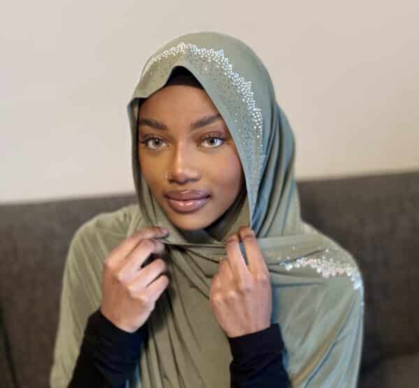 Voile Salma en pur jersey premium vert olive