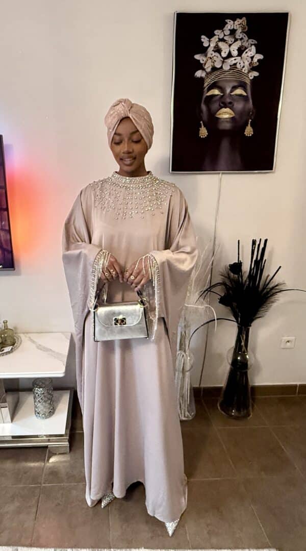 Abaya satinée Nafissa rose cuivre – Image 2