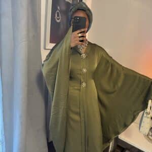 Abaya Sarah satinée vert-olive