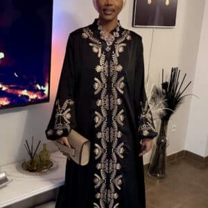 Robe Assia satinée noire champagne