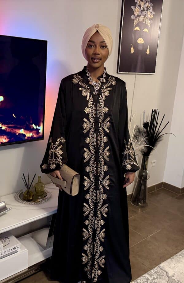 Robe Assia satinée noire champagne