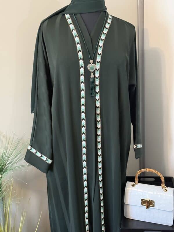Abaya kimono Médine vert bouteille – Image 3