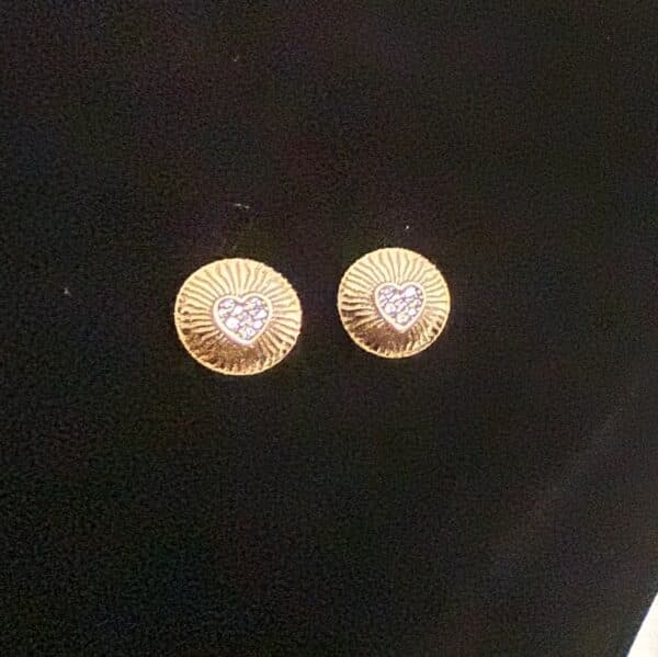 Boucles or rondes et coeur en strass-stainless-steel