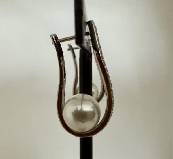 Créoles argent perle blanche-stainless-steel – Image 3