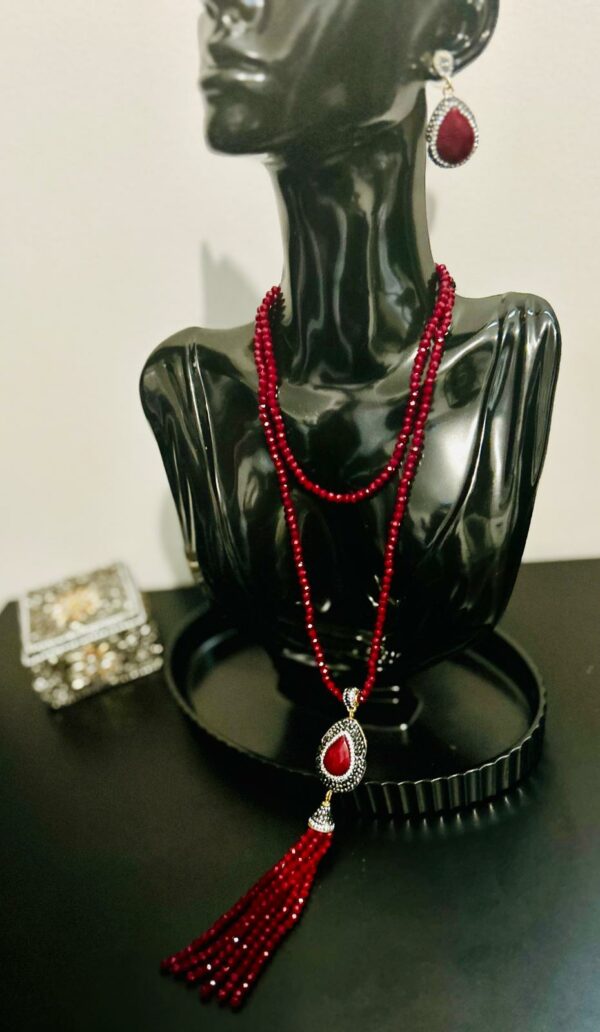 Ensemble collier de luxe cristal rouge