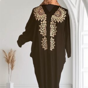 robe chemise noire brodée – sequins rose gold